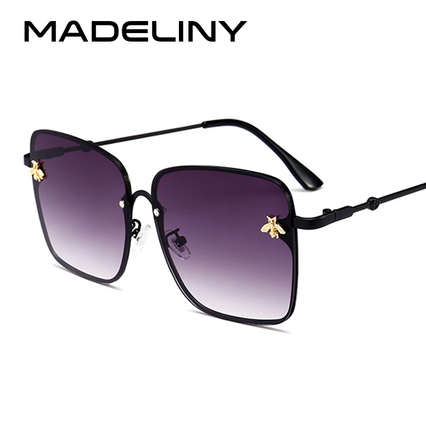 

MADELINY NEW Square Sunglasses 2018 Metal Personality Gradient Lens Brand Designer Vintage Sun Glasses Oculos De Sol MA323