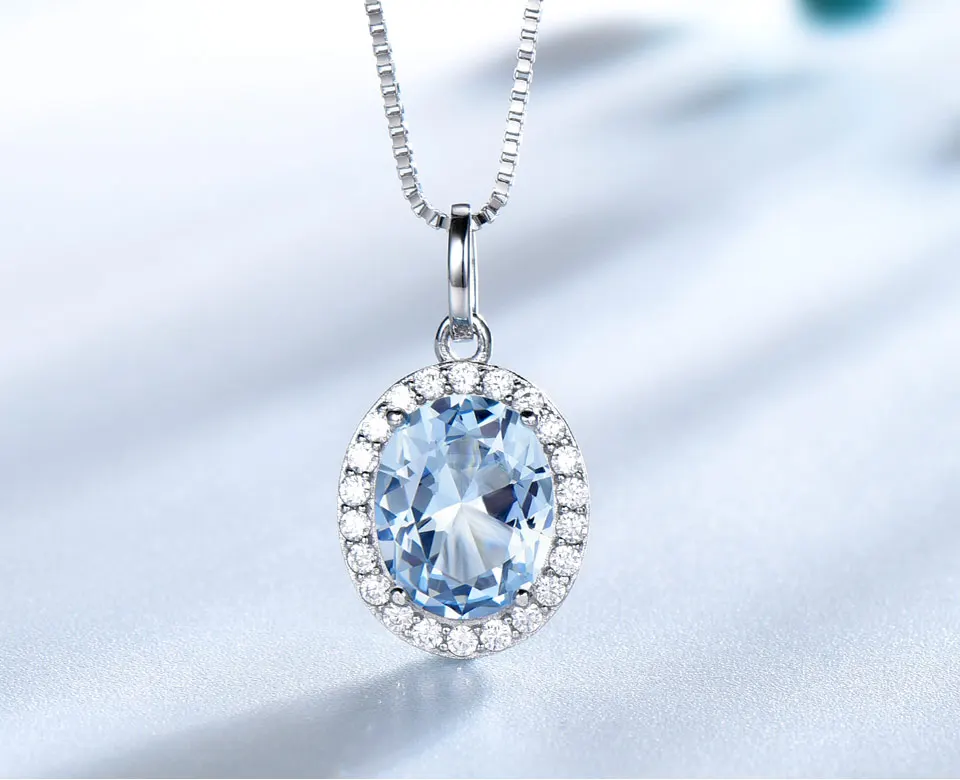 UMCHO, небесно-голубой топаз, ювелирные наборы с драгоценными камнями для женщин, 925 пробы, серебро, обещание, обручальные кольца, ожерелье, подвеска, серьги-гвоздики