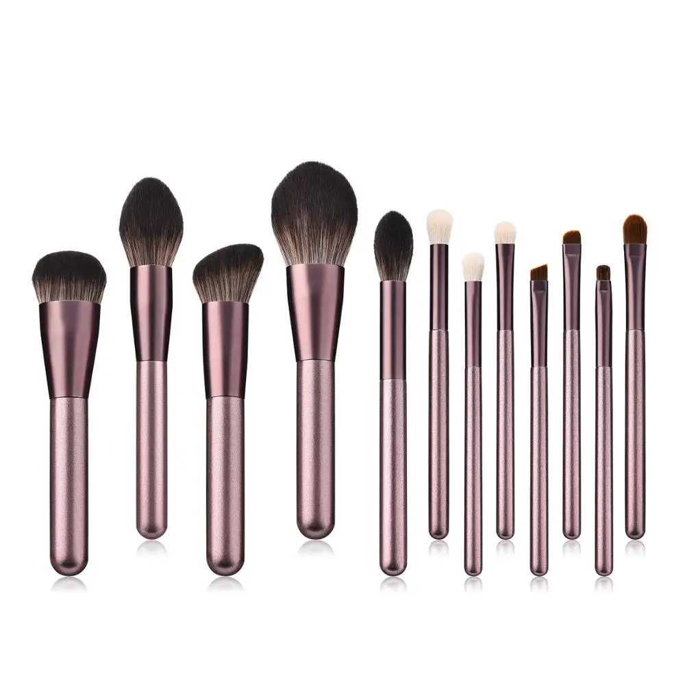 

12 Makeup Brush Small Grape Professional Makeup Brush Set Wool Champagne Gold Makeup Brush Foundation Brush Wooden Handle