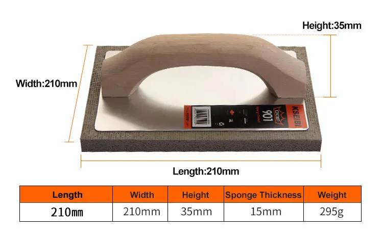 KSEIBI 21x14 см супер тонкий цемент штукатурки резиновая губка Затирка поплавок плитка ручной мастерки инструменты w/деревянной ручкой Италия тип#282520