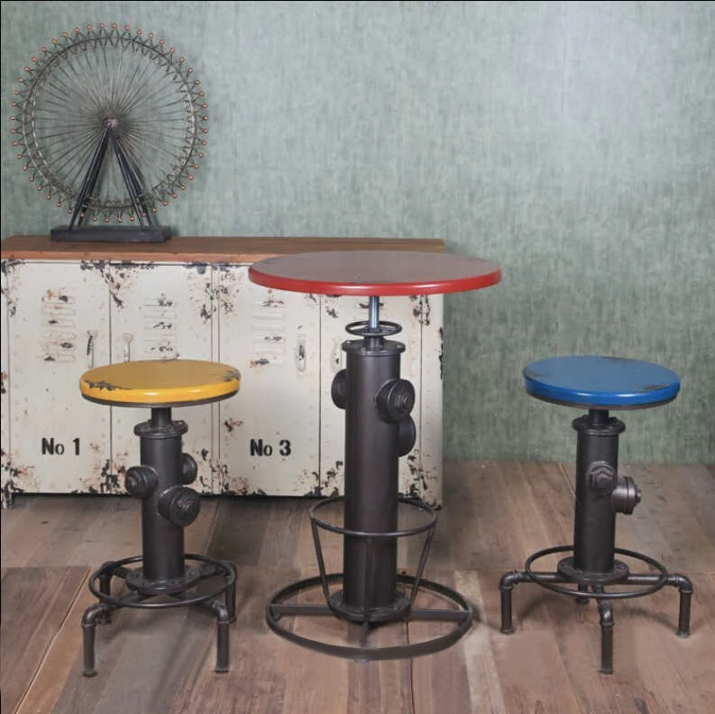 American Industrial Loft Style Wrought Iron Bar Stools