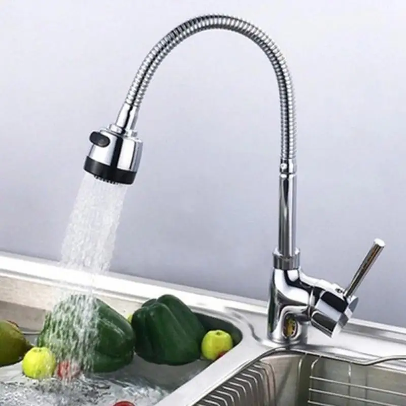 

360 Degree Rotation Stainless Steel Sink Faucet Spout Kitchen Sink Faucet Pipe Fittings Single Handle Connection