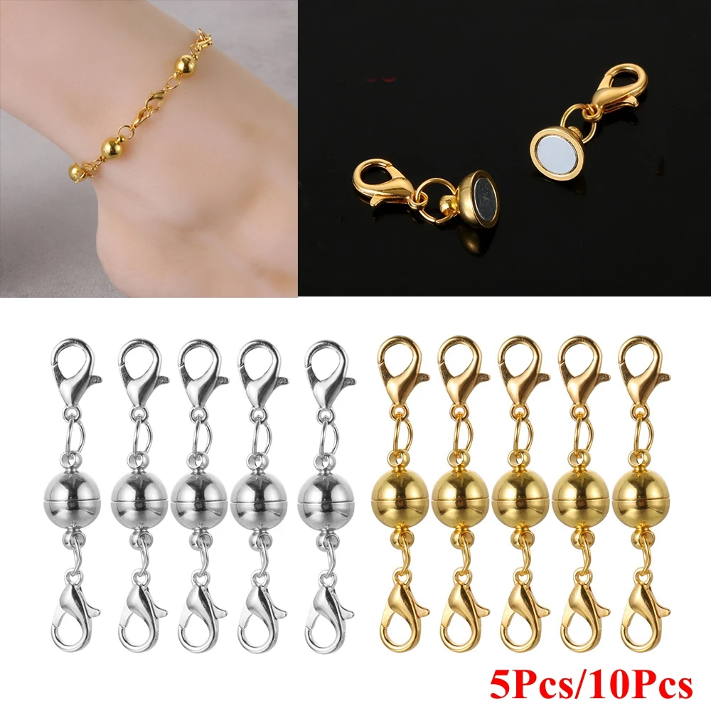 5 Sets Silver/Gold Plated Round Strong Magnetic Hook Clasps Jewelry Finding DIY 