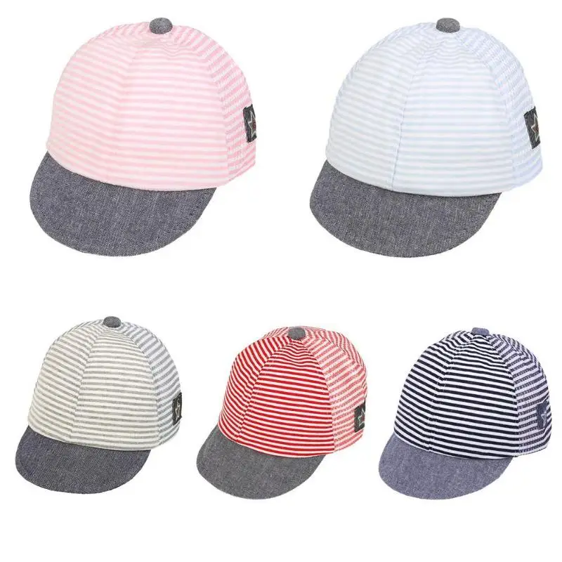 

Baby Hats Breathbale Mesh Summer Caps Fashion Beach Style Soft Brim Caps for Boys Girls Children Stripe Pentagram Baseball Cap