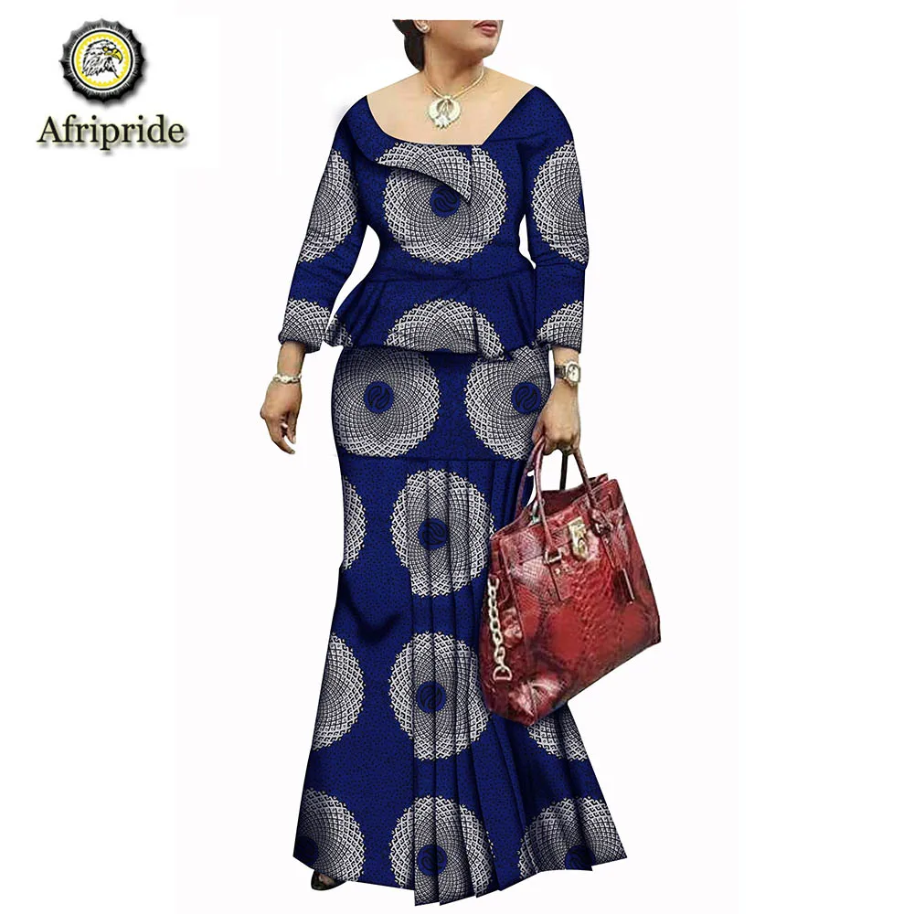 ^Cheap 2019 afrikaanse jurken voor vrouwen AFRIPRIDE bazin riche ankara print dashiki pure katoenen jurk wax batik prive custom S1825074