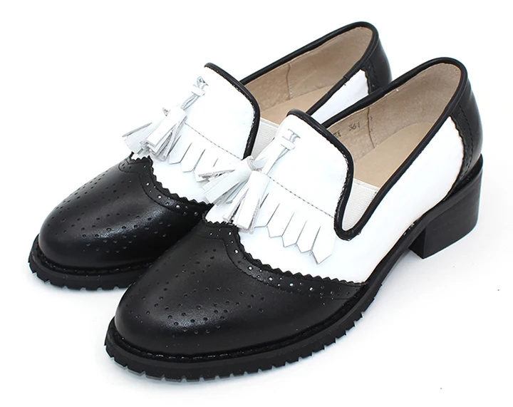 Handmade Oxfords Genuine Leather Ladies Shoes Full Season Casual Loafers Women Flats 2017 Tassel Moccasin Shoes Woman Size 32-43 (10)