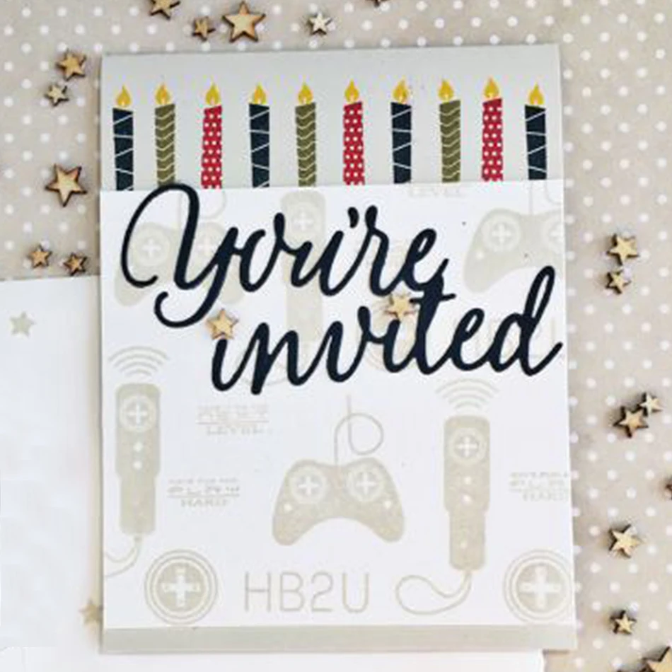  Eastshape You're Invited English words Cutting Dies for DIY Scrapbooking Decorative Crafts Supplies - 32977338619