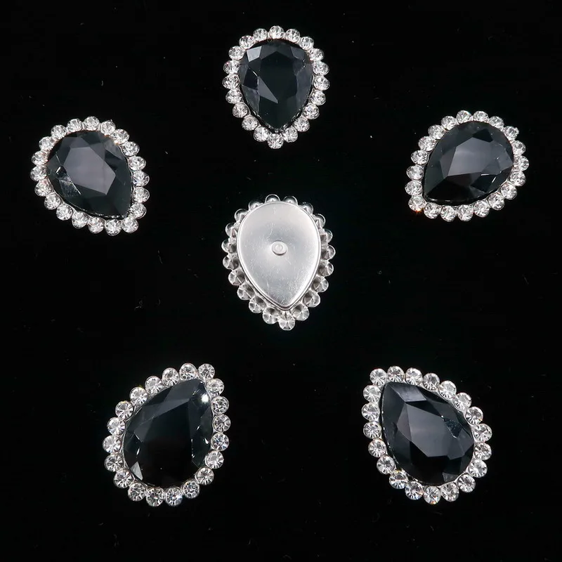 A2 Black 4 размера стеклянный кристалл со стразами в серебряном когтях настройки Капелька воды капля пришить на свадьбное платье со стразами diy отделка - Цвет: A2 Black