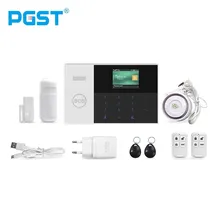 PGST 433 МГц SOS четырехдиапазонная беспроводная Wifi Gsm система домашней сигнализации SIM SMS сигнализация с приложением управляемый TFT дисплей датчик двери