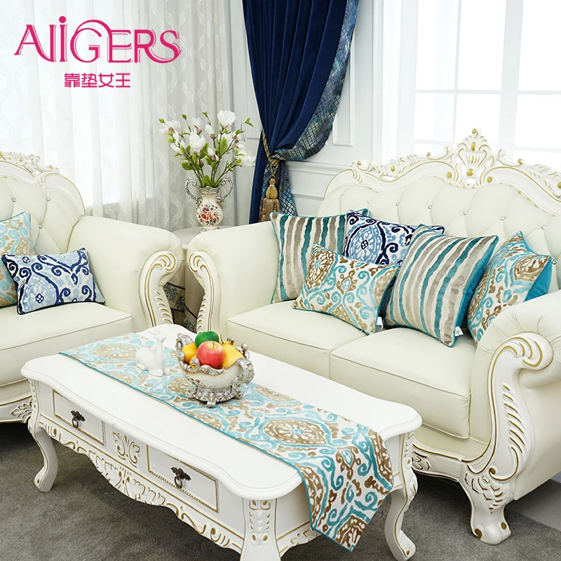 Чехол на подушку Avigers из плотного бархата с синими цветами|cushion cover|throw pillow