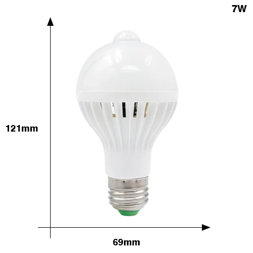 3 шт./лот светодиодный PIR датчик движения светильник E27 220 В светодиодный светильник 5 Вт 7 Вт 9 Вт лампа PIR инфракрасный корпус лампа с датчиком движения Авто Смарт - Испускаемый цвет: 7W