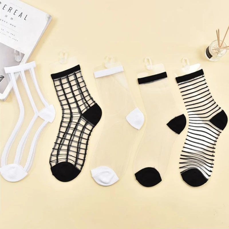 

Ultrathin Transparent Elastic Women Stockings Mesh Ankle High Tights Short Stockings