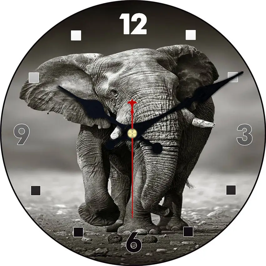 WONZOM абстрактный слон современный стиль деревянные картонные часы, круглые Настенные часы для домашнего декора гостиной не тикающий звук - Цвет: Wall Clock 10