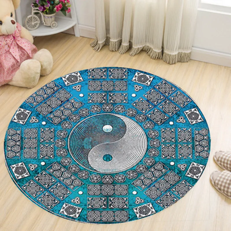 

Creative Tai Chi Gossip Print Round Carpet Kids Room Computer chair Floor Mat Carpets for living room Household Decorate Rugs