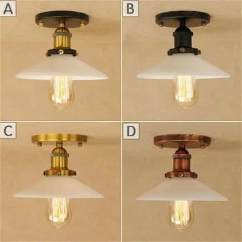

Iron Surface Mounted Ceiling Lighting American Style milky glass shade Ceiling Lights Bedroom Living Room Ceiling Lamp