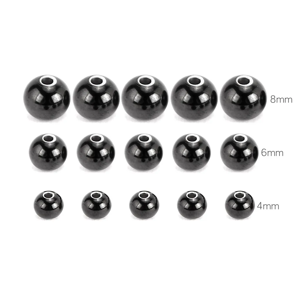 

50pcs/lot 4/6/8mm Silver Gold Black Stainless Steel Spacer Loose Beads Ball Beads for Charm Bracelets DIY Jewelry Making