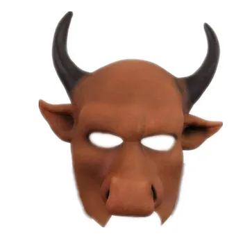 

Bull Mask Mythical water buffalo Latex Masks animal Bullhead Head Halloween Horn Maske