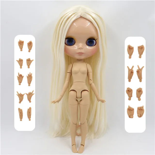 Ледяная 1/6 bjd фабрика blyth кукла с гибкими суставами бледный блонд смешанный белый волос BL136/340 30 см, супер черная кожа или загара кожи - Цвет: tan skin