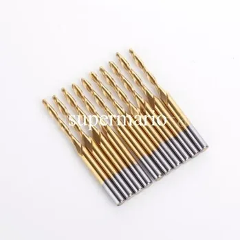 

10x 1/8'' Titanium Coated drill bit set tungsten steel carbide CNC Two Double Flute Ball Nose Bit 2mm x15mm (2QX3.215-Tix10pc)