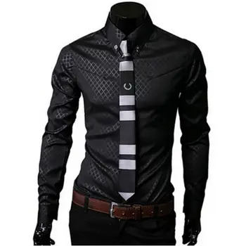 

2019 Brand Men Plaid Shirts Social Dress ShirtLong Sleeve Cotton Slim Fit Casual Clothes Chemise Homme Diamond Lattice Blouse
