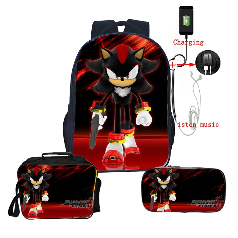 29 Sonic зубная щётка Рюкзак Детские рюкзаки для мальчиков и девочек детский подарок-сюрприз школьные ранцы 3 шт./компл. рюкзак+ lunchBag+ пенал - Цвет: 29