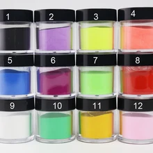 12 цветов акриловый порошок для дизайна ногтей акриловый цветной акриловый мономер акриловый ВЕРФ Nagels Polvos Acrilicos Ongles набор