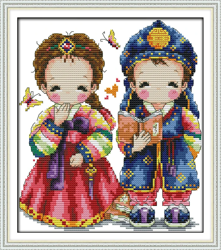 

Korean wedding (8) counted printed on fabric DMC 14CT 11CT Cross Stitch kitsembroidery needlework Sets Home Decor