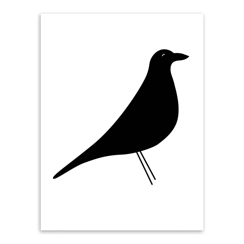 Minimalis Hitam Putih Hewan Burung Poster Besar Cetakan Gambar