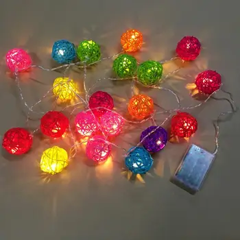 

20 Rattan Ball 2.5m Led String Fairy Lights Christmas Tree Ornaments Xmas Decoration Multicolor LED Lights Home Garden Decor
