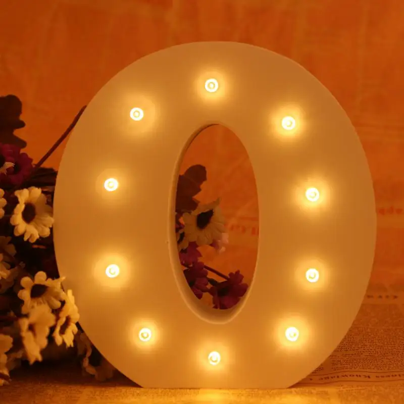 16cm White Wooden Letter O LED Marquee Sign Alphabet Light Indoor Wall