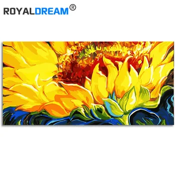 

ROYALDREAM Life Like Summer Flowers DIY Digital Oil Painting By Numbers Europe Abstract Canvas Painting For Living Room Wall Art
