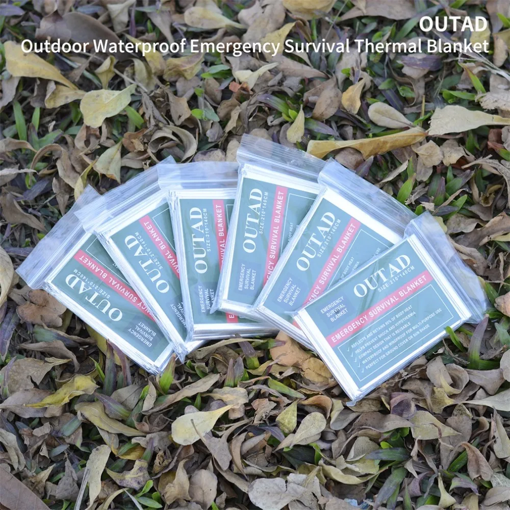 

OUTAD 10Pack Outdoor Waterproof Windproof Reusable Emergency Survival Thermal Blanket First Aid Sun Shade Ground Cover Wholesale