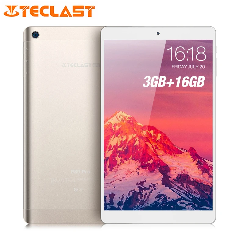 Hot Teclast P80 Pro Tablet PC 8.0 Inch HD Android 7.0 Upgraded 3GB RAM 16GB eMMC ROM MTK8163 Quad Core Double Cams WiFi HDMI GPS