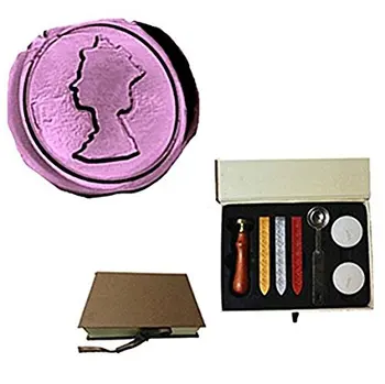 

Vintage Queen Portrait Custom Picture Logo Wedding Invitation Wax Seal Sealing Stamp Sticks Spoon Gift Box Set Kit