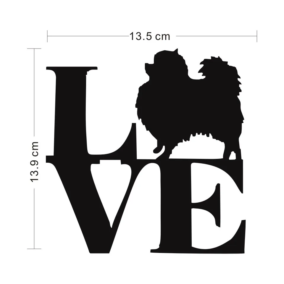 Cunymagos Creative Personality Fashion LOVE Pomeranian Car Sticker Car Styling Motorcycle Auto Window Wall Sticker 13.5cm13 (2)