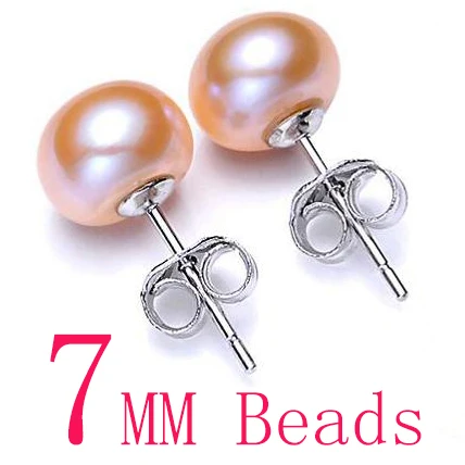 Yellow 7mm Горячая Распродажа, 3 цвета, 6-9 мм,, 925, серебряные серьги с натуральным жемчугом, классические модные жемчужные серьги, ювелирное изделие для женщин - Цвет камня: Yellow 7mm