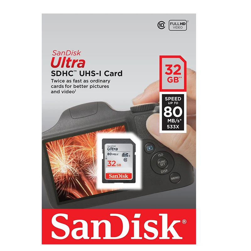 SanDisk sd-карта 16 ГБ 32 ГБ 64 ГБ 128 ГБ Ultra Class 10 SDHC/SDXC UHS-I карта памяти до 80 МБ Cartao de Memoria для цифровой камеры