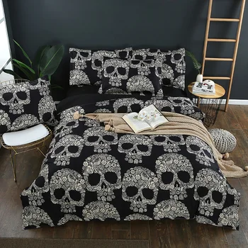 

Digital Printed Halloween Skull Bedding set skeleton Duvet Cover Pillowcases Twin US Full Queen King Customized Size 2/3Pcs