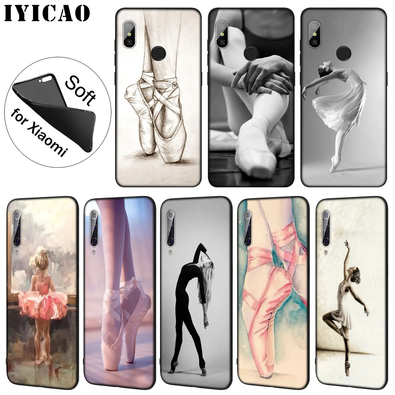 IYICAO Ballerina Dance Ballet Girl Shoes Soft Phone Case for Xiaomi Mi 10 9 9T CC9 CC9E 8 SE A3 Pro A1 A2 Lite 6 pocophone f1 |