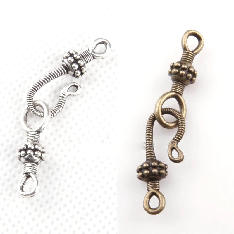 

20 sets Tibetan Silver Snake Hook Clasps Connector Findings 25x10mm Hole about 5mm