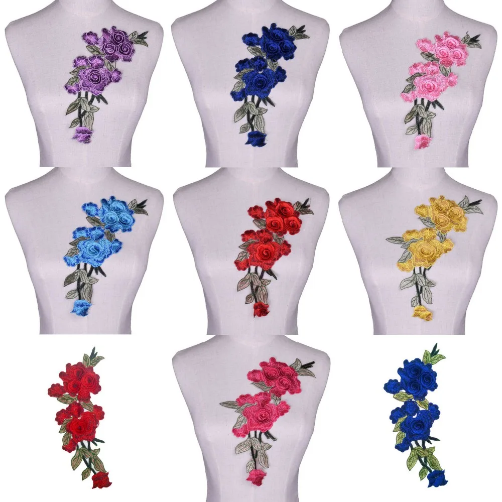 

Rose Embroidered Sewing On Patch Flower Sew On Patch For Clothes Badge Sewing Fabric Applique Supplies NL140