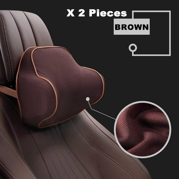 Brown x 2 3D окруженный Автомобильный подголовник для вождения шеи позвонка Боковая поддержка пены памяти ортопедическая Автомобильная подушка для головы Защита позвонка - Цвет: Brown x 2