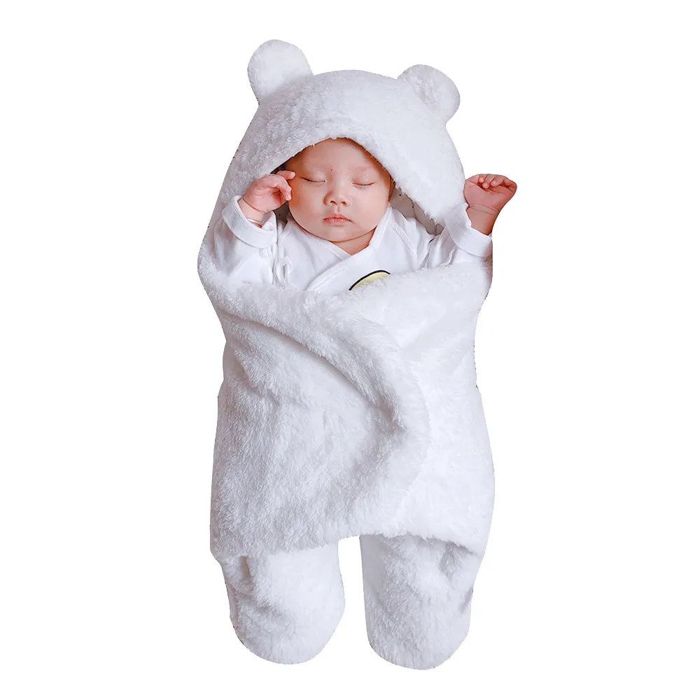 TELOTUNY новорожденный спальный пушистый теплый мягкий удобный одеяло милый, для новорожденных и малышей хлопок однотонный Спальный Одеяло для мальчиков и девочек wrap Z0927 - Цвет: WH3M