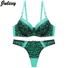 Julexy, Женский комплект с бюстгальтером, пуш-ап, комплекты нижнего белья, сексуальный кружевной бюстгальтер, стринги, комплекты, бюстгальтер и трусики, чашка B C, нижнее белье, бюстгальтер