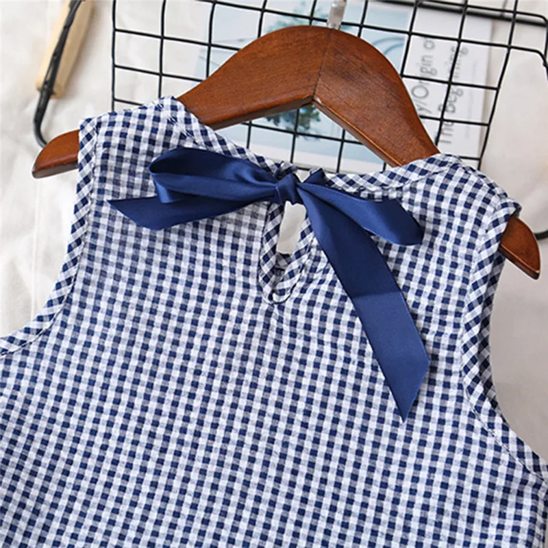 Girls suit summer 2019 new Toddler Kids Baby Girls Outfits Clothes Plaid Sleeveless Vest T-shirt+Shorts Set (18)