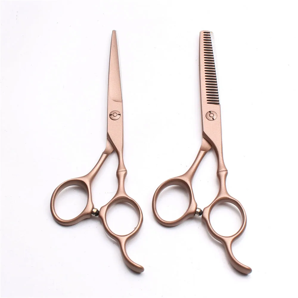 

6" 17.5cm Japan 440C Engraving Logo Rose Gold Professional Barber Scissors Thinning Shears Cutting Scissors Hair Clippers C9030