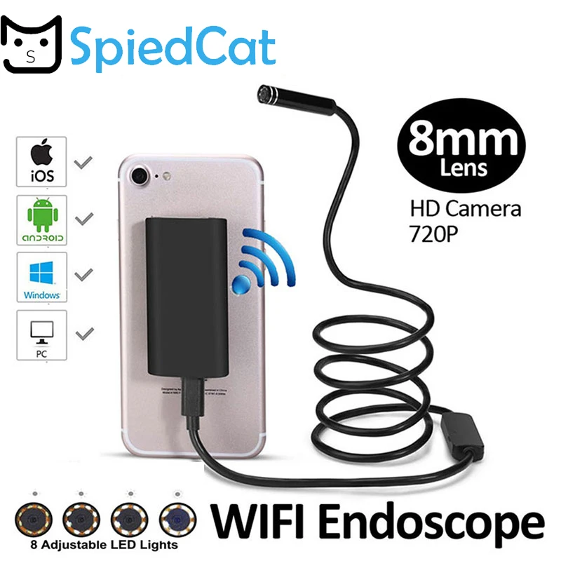 3 5 м wifi 8 мм эндоскоп камера Мини водонепроницаемый мягкий кабель HD 720 P для