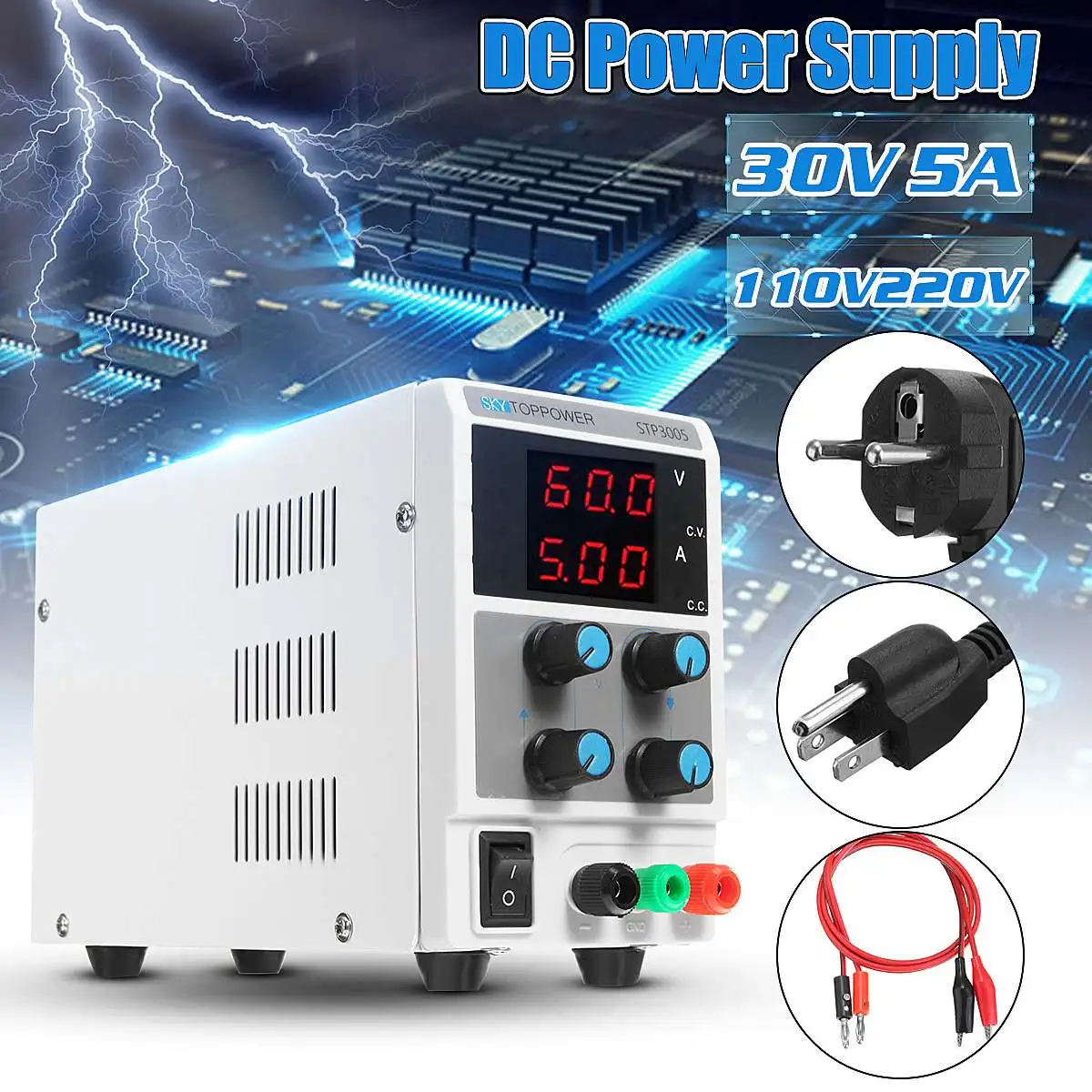 

Volatage Regulatror 30V 5A LED Display Adjustable PWM Switching Regulator DC Power Supply Laptop Repair Rework 110v - 220v