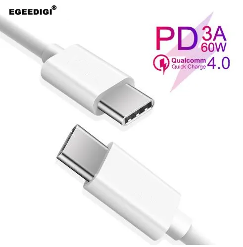 

Egeedigi USB Type C to USB C Cable for Samsung S9 Plus Note 9 Support PD 60W QC4.0 3A Quick Charge Cable for USB-C Charge Short