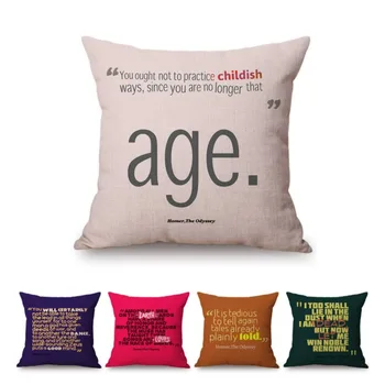 

Ancient Poem Quotes Poet Homer Masterpiece Letter Print Art Home Decor Pillow Case Literature Library Decoration Cushion Cover